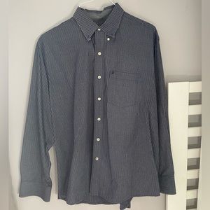 Izod Blue and White Checkered Dress Shirt